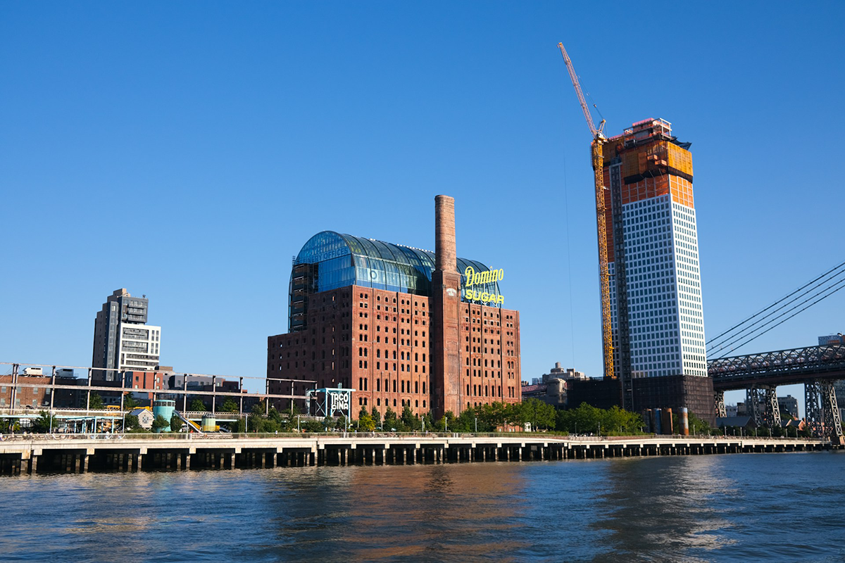 A shot of Domino Sugar Factory from the NYC ferry