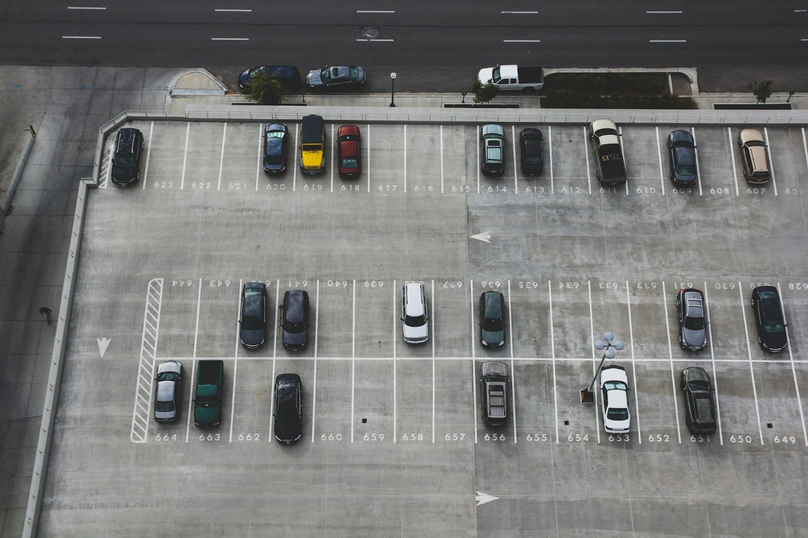  Aerial view of a parking lot