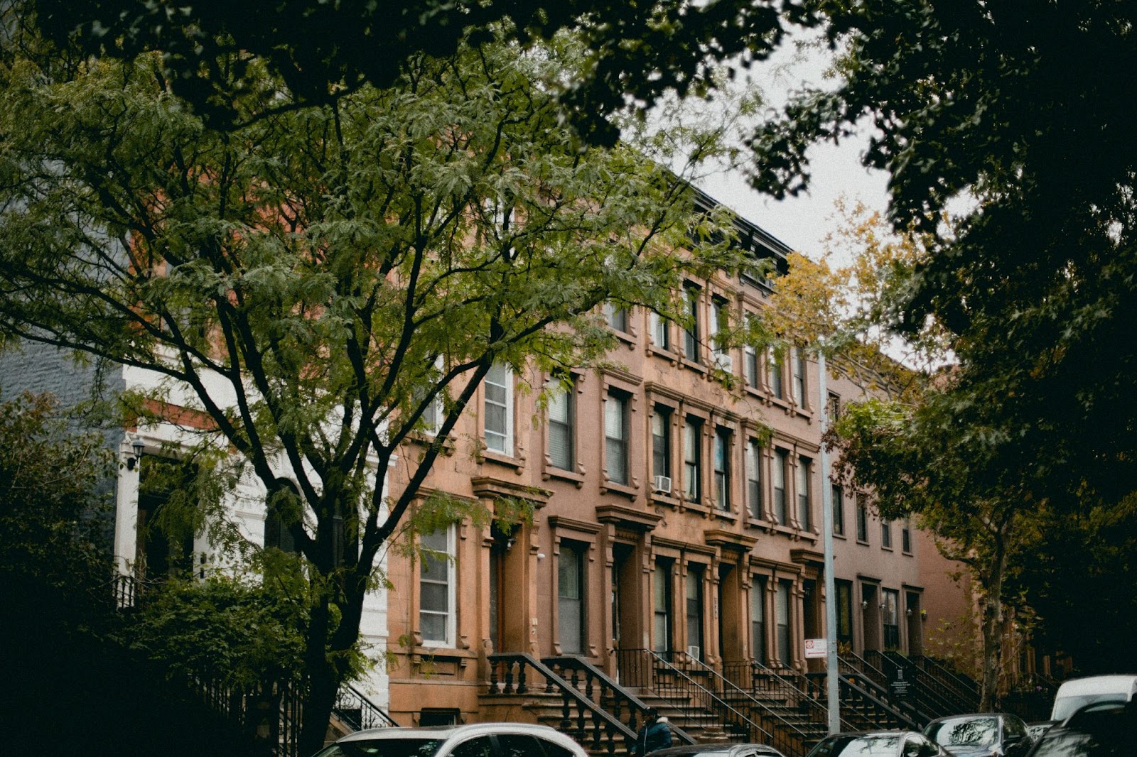 Row of NYC brownstones