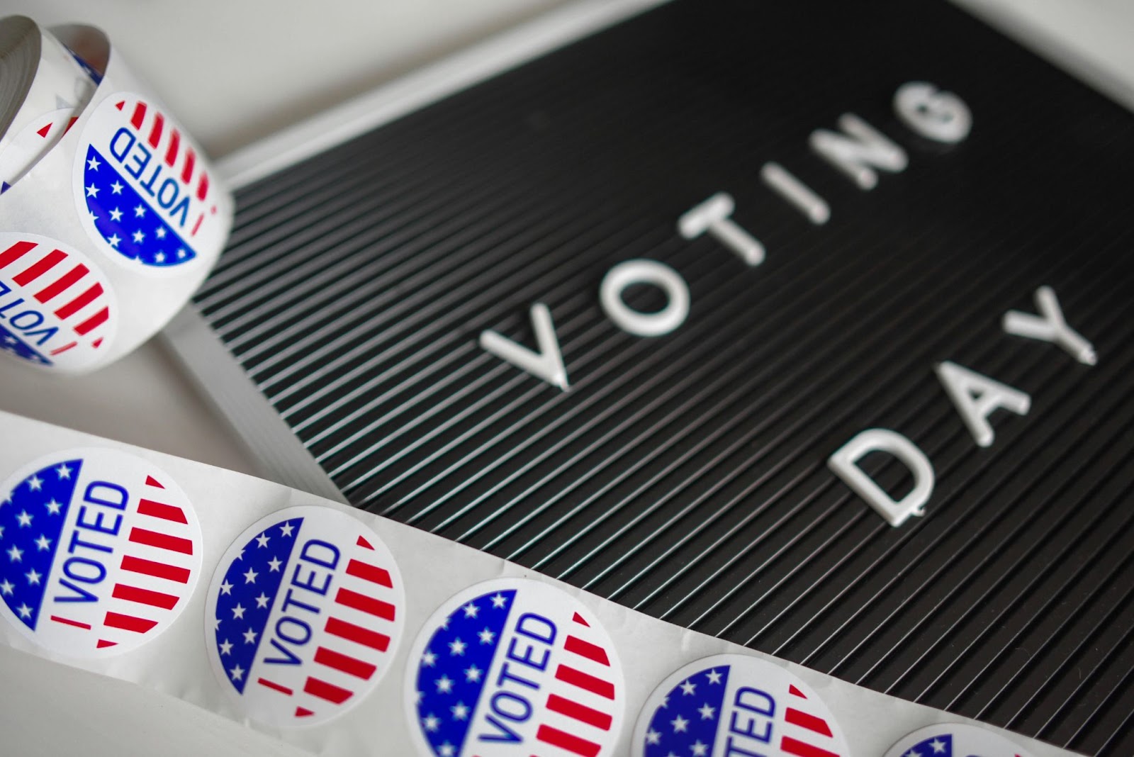 Voting Day sign and sticker roll