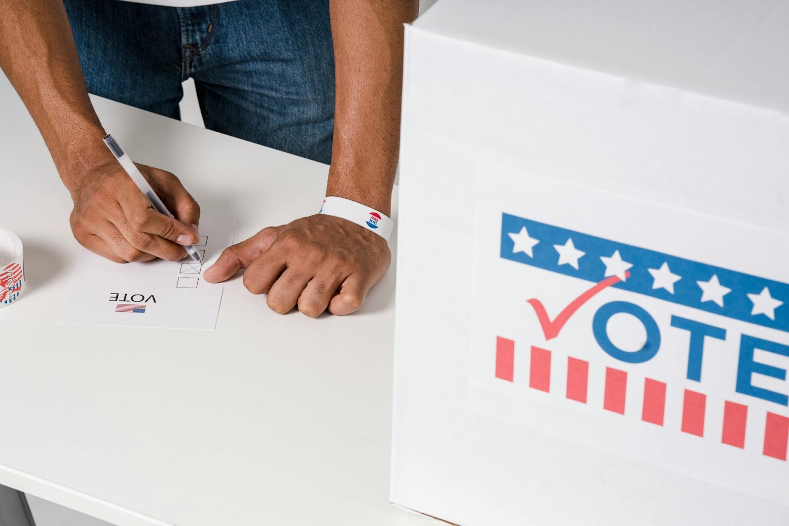 A person casting their vote