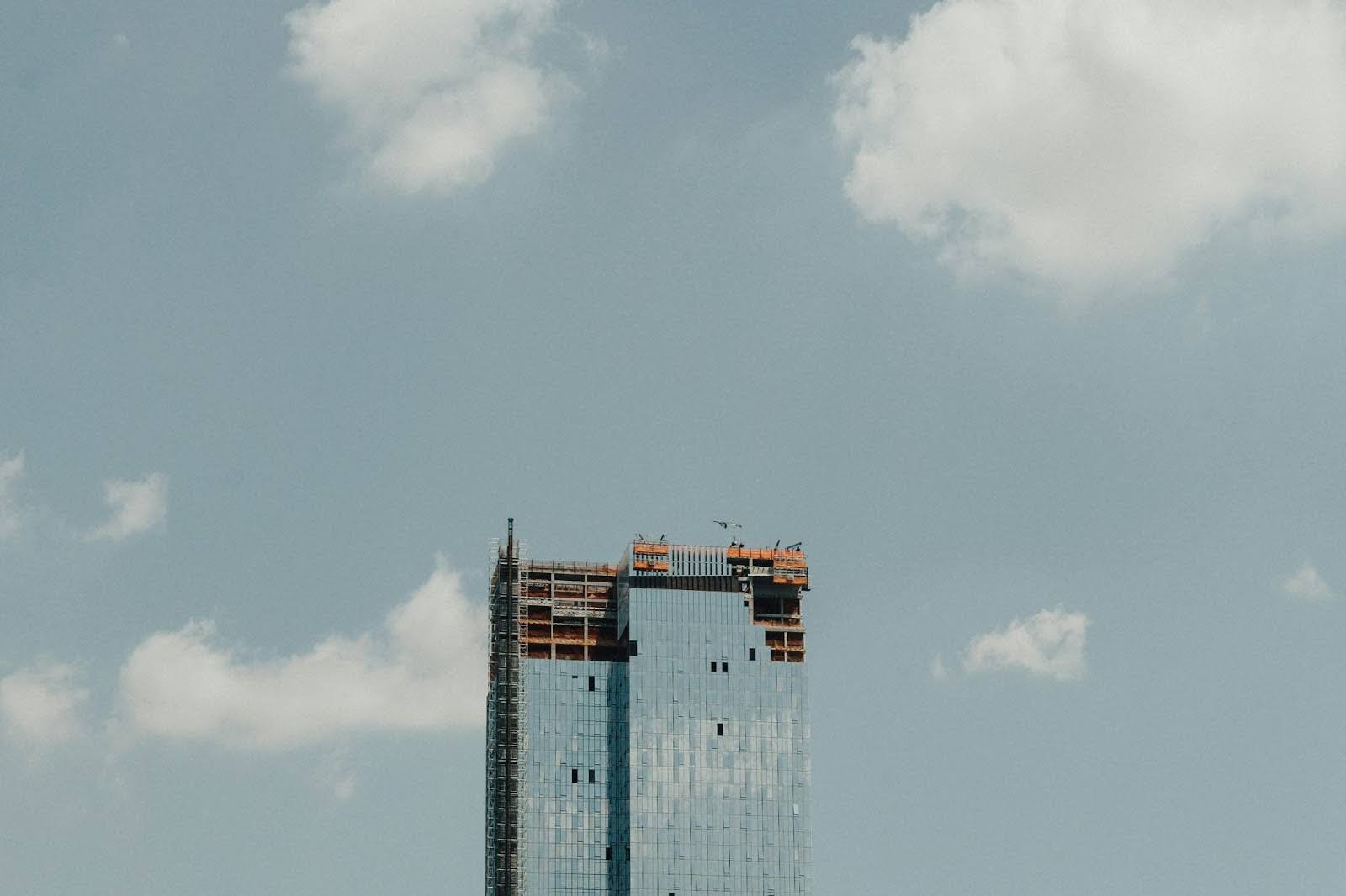 A new construction building in the process of completion